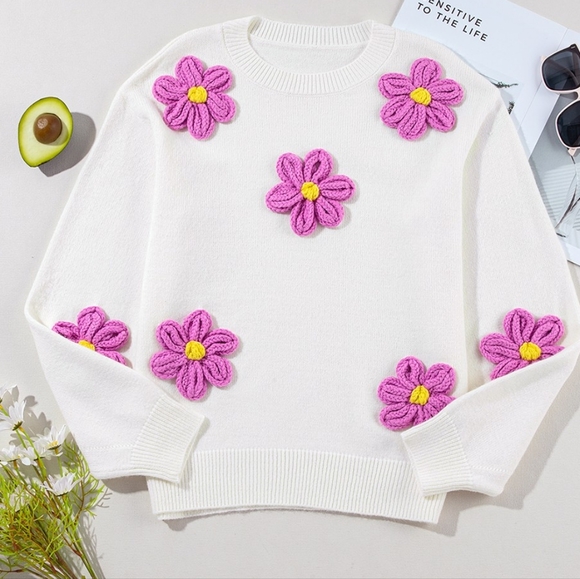 Petal Path Knit Sweater - Pink - Picture 5 of 9